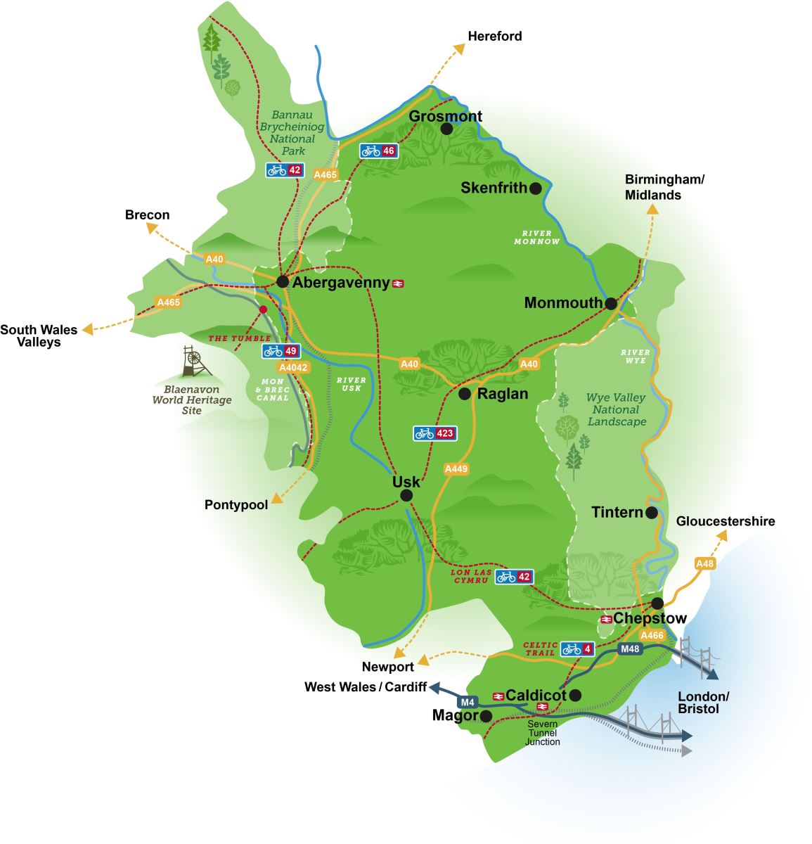 Visit Monmouthshire Transport Map